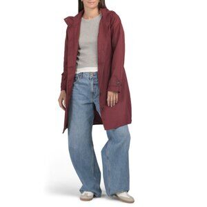 CYNTHIA ROWLEY Cabernet Long Sleeve Relaxed Trench Coat With Hood